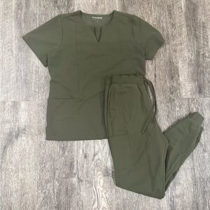 Mandala Olive Green Scrub Set